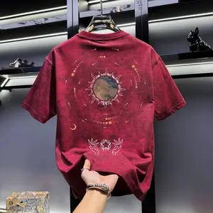 Summer New Trendy Brand Printed Men's American Style Loose Short Sleeve T-Shirt Fashionable Half Sleeve Handsome Versatile Top