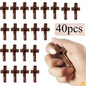 40pcs Handmade Wood Crosses Suitable for Christian Gifts, Anxiety Relief Prayer, Portable Heart-Shaped Thumb Crosses for &, Hand-Held Religious Tokens for Church,, Travel, Christmas Gifts for Prayer Anxiety Relief