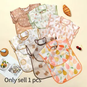 1PC Mess Proof Cute Baby Bib-Waterproof and Lightweight Baby-Led Weaning Apron, Adjustable Bib Straps, Easy Clean & Machine Washable
