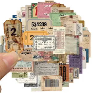 50 Pcs Aesthetic Vintage Vinyl Stickers, Waterproof Retro Stickers for Scrapbook Journaling, Laptop Water Bottle Decals, DIY Craft Decor, Creative Decor