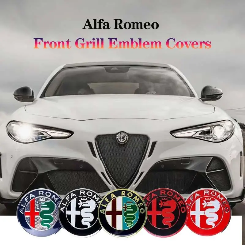 2026 5 colors 75mm Car Front Hood Emblem Logo Rear Trunk Badge for Alfa Romeo 159 147 Giulietta Stelvio 4C MITO 156 Giulia Sportiva for your Car