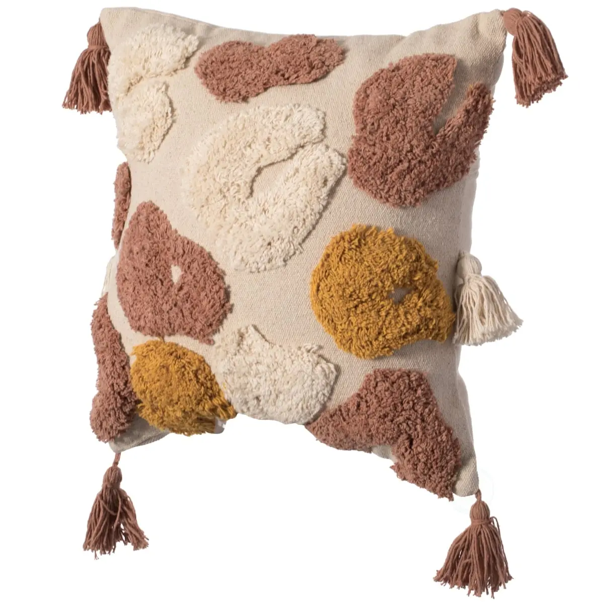 DEERLUX QI004306.CE 16' Handwoven Cotton Cushion Cover - Tufted Broken Circle Pattern, Side Tassels, Multicolor Ethnic Cotton Cushion Cover, Cotton Cushion Covers, Ethnic Cushion Covers