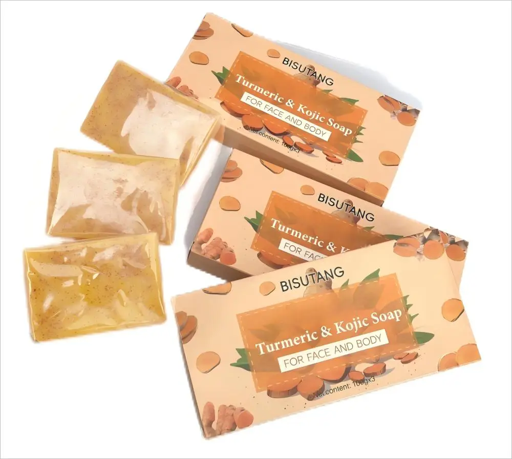 3PCS Lemon Turmeric KojicAcid SoapLemon Kojic Acid Soap BarTurmeric Soap BarKojic Acid SoapDark Spot Remover for Face