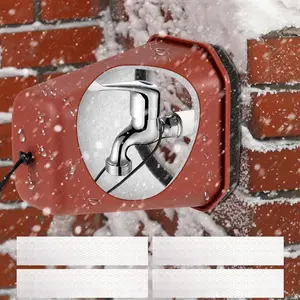 1 Pack 2026 Upgrade  Outdoor Faucet Cover for Winter Freeze Protection 8.5x7x5.5in Thick Plastic  Hose Bib Spigot Cover Winter Insulated with Reflective Strips (Red)