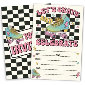 Roller Skate Birthday Skating Party Invitations Cards for Boys Girls (30 Cards & 30 Envelopes)