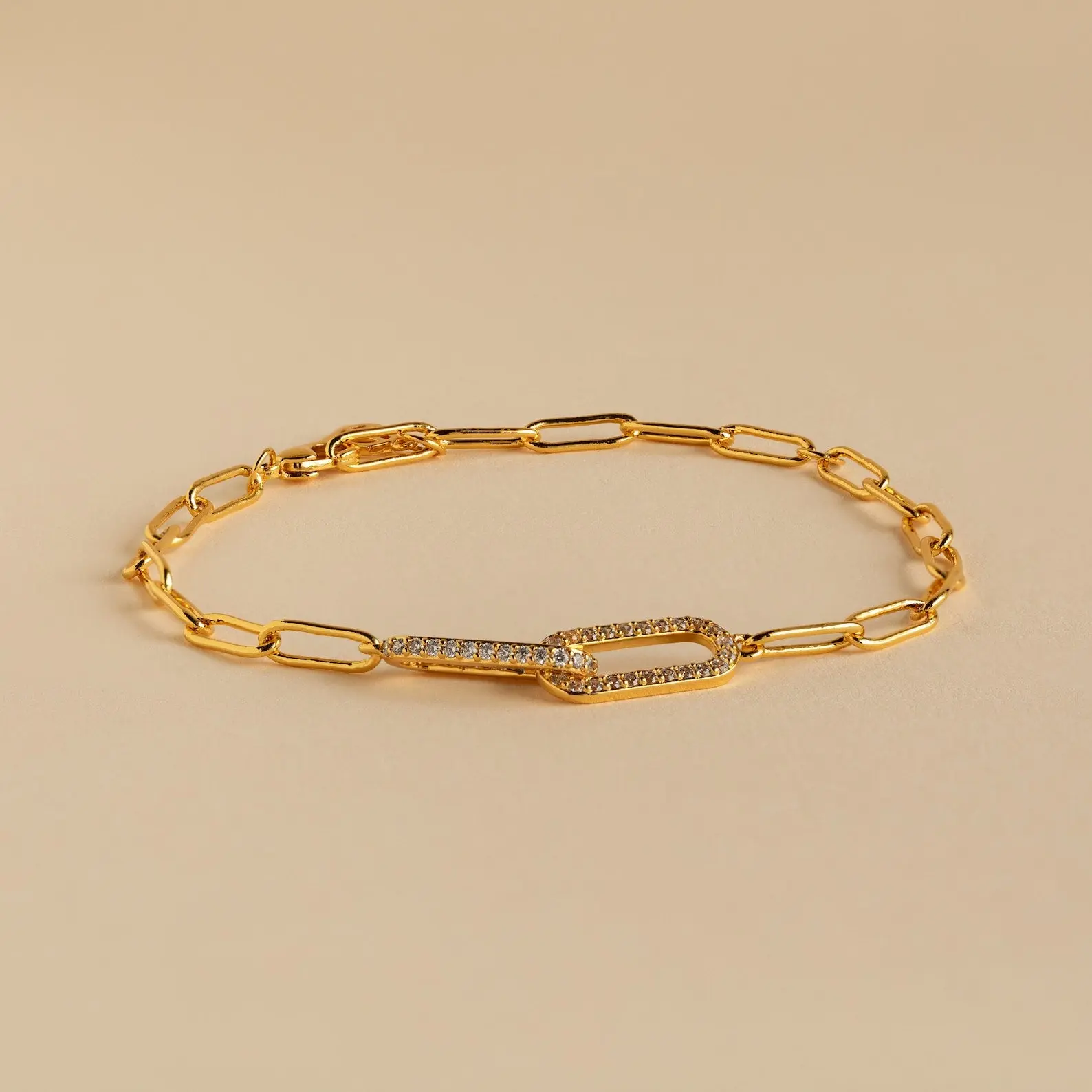 Pave Link Chain Bracelet by Caitlyn Minimalist - Bold Diamond Paperclip Bracelet - Minimalist Jewelry - Anniversary Gift for Her