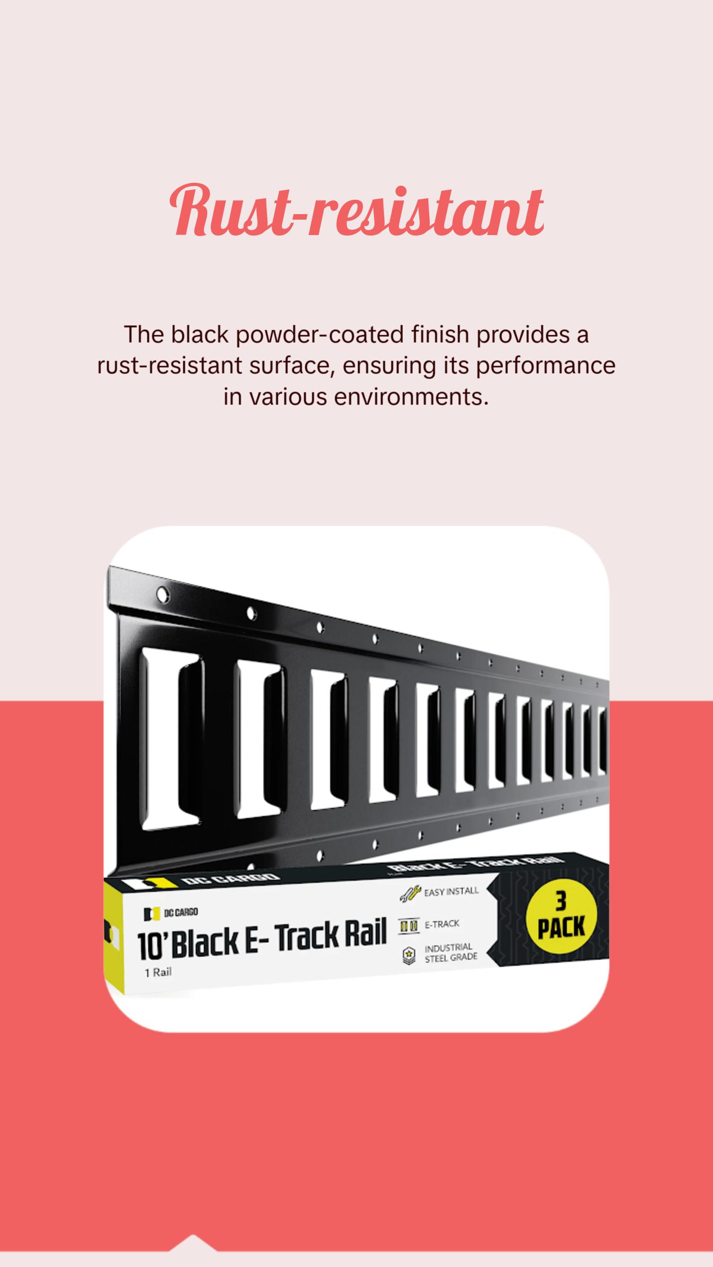 10 ft Black Powder Coated 3-pack Horizontal Rail