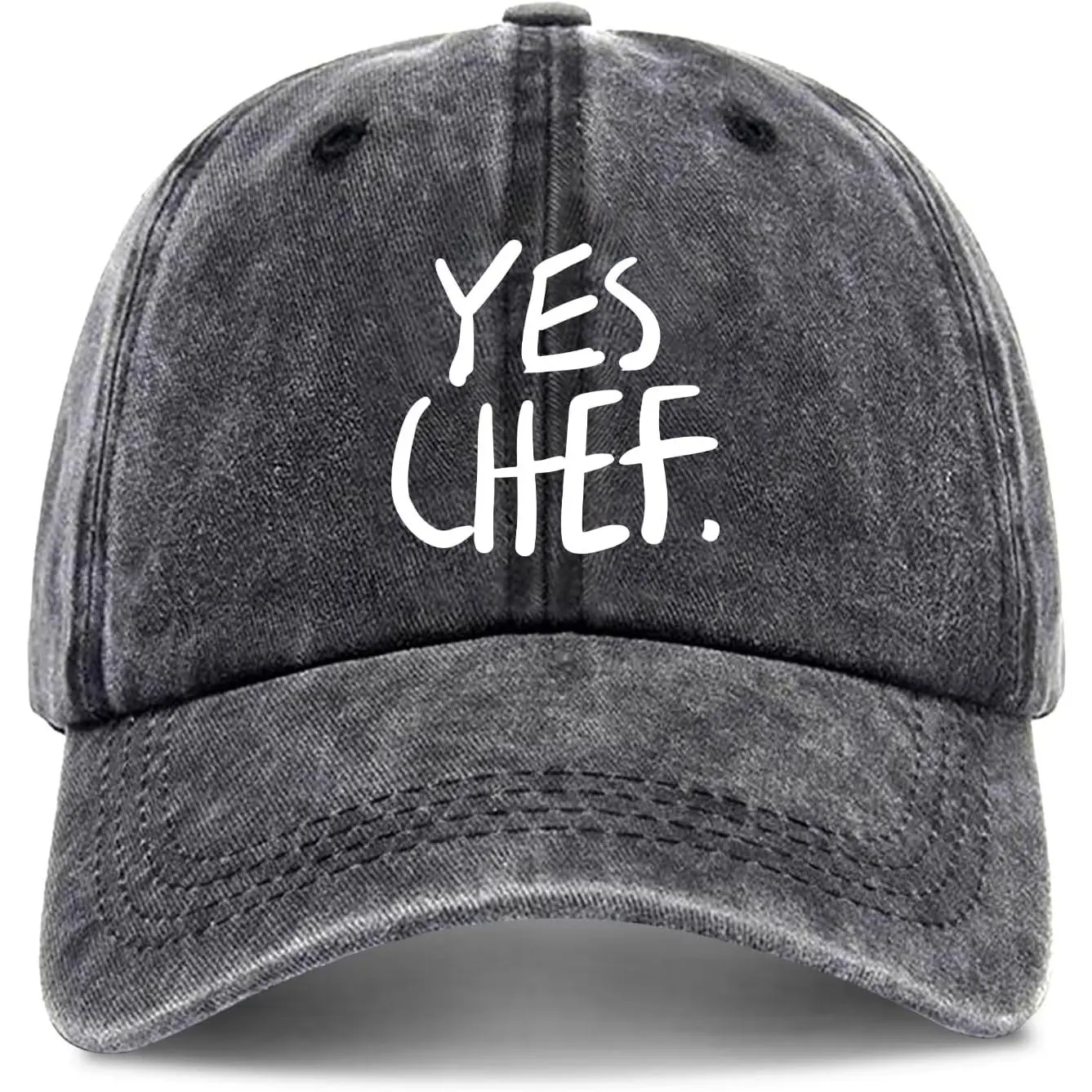 Unisex Breathable Cotton Baseball Cap - Adjustable Premium Funny Quote Snapback, "Yes Chef" Casual Print, 1-Size Trucker Hat for Daily Use, Ideal for Camping, Fishing, Black, Premium Snapback