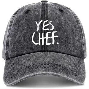 Yes Chef, Funny Baseball Cap, Funny Trucker Hats with Sayings, Chef Hat,Humor Caps, Adjustable Cotton Baseball Cap Black
