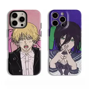 Chainsaw Man Hot Couple Denji Reze Phone Cases For iPhone 17 Promax Pro Air 16 Plus 15 14 13 12 11 Soft TPU Hard Bumper Shell Shockproof Protective Cover Perfect Christmas Halloween Birthday Gift