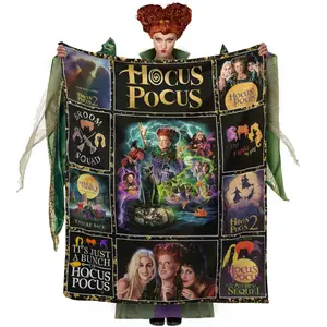 Halloween Hocus Pocus Blanket Flannel Blanket Lightweight Four Seasons Novelty Blanket Suitable for Sofa Bedroom Halloween Decoration 50*40
