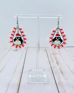 Pastel Pink Penguin Earrings