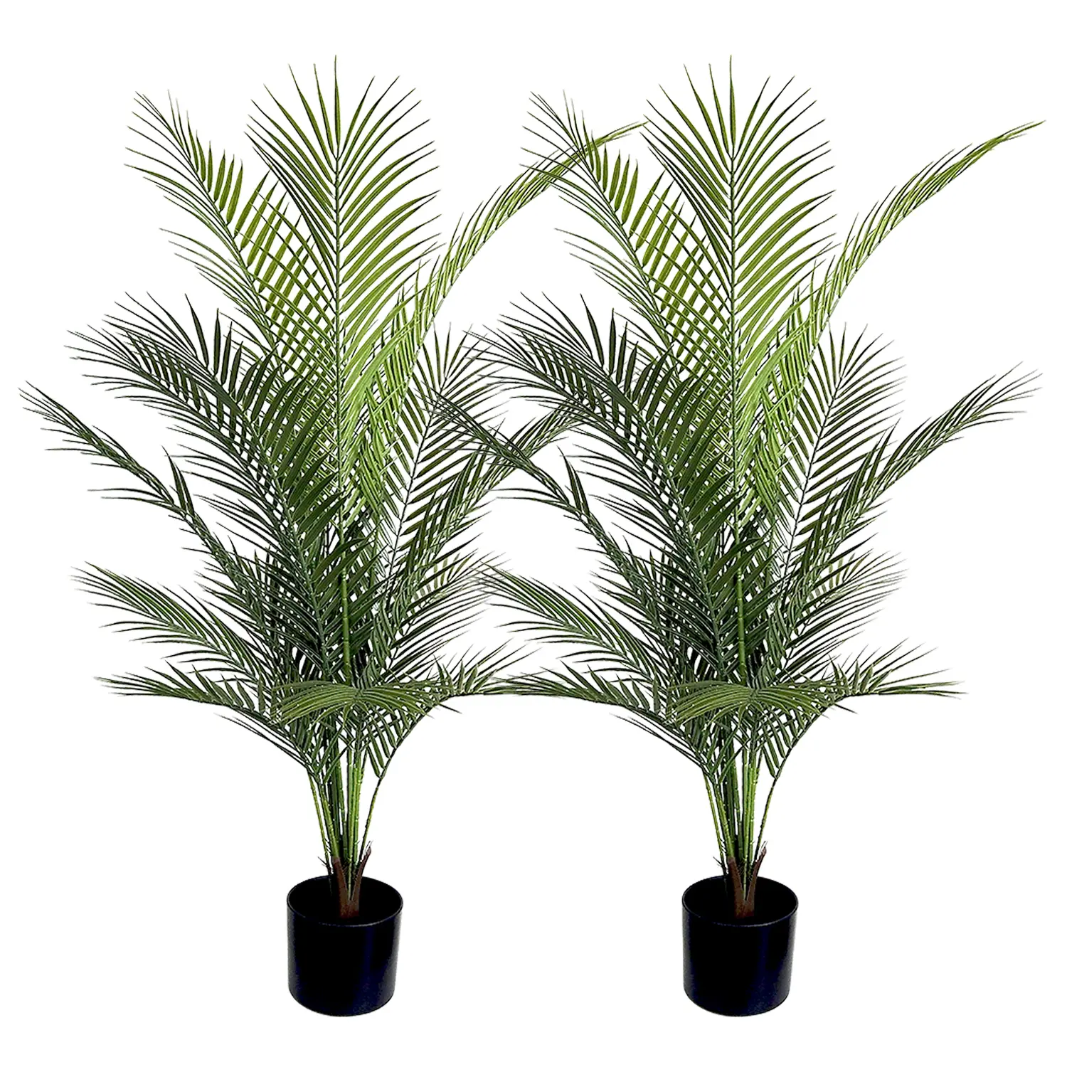 Decorative 2-Pack 47" Room Filler Casual Artificial Plastic Areca Palm Plants, 15-Leaf Tall Potted Tropical Plants for Home Office Corner Indoor Decor - No Maintenance, Casual Artificial Plants