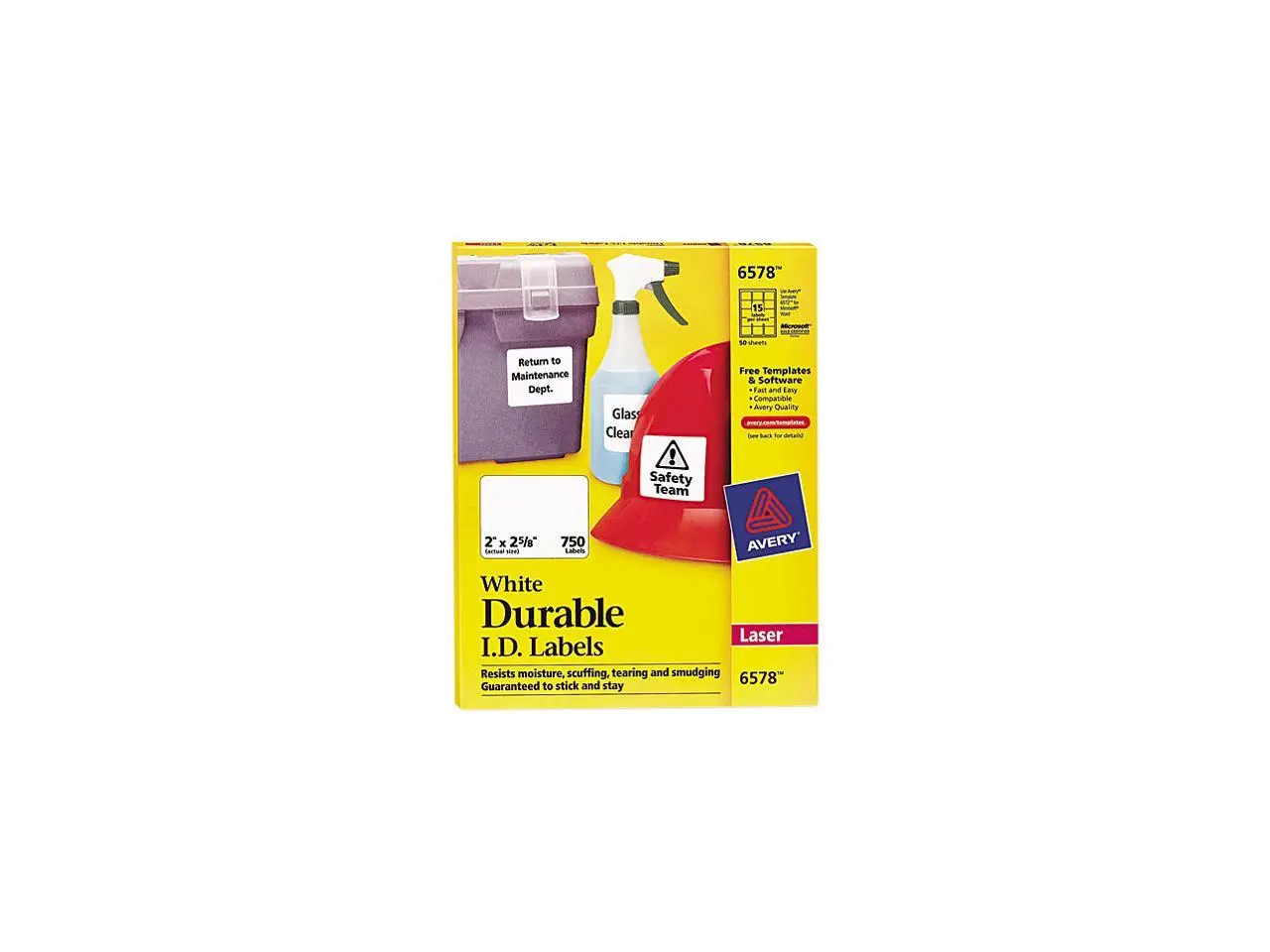 Avery 6578 Permanent ID Laser Labels, 2 x 2-5/8, White, 750/Pack Avery 6578 Permanent ID Laser Labels, 2 x 2-5/8, White, 750/Pack