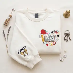 (Leave a note) Custom Embroidered School Sweatshirt, Personalized Children's Sweater, Teacher Gift