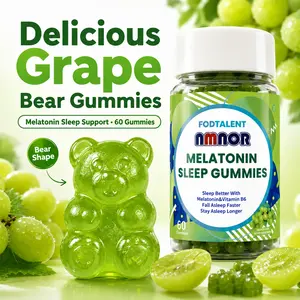 NMNOR Grape Bear Melatonin Gummies, 6mg Melatonin with Vitamin B6, Sleep Support, 60 Count