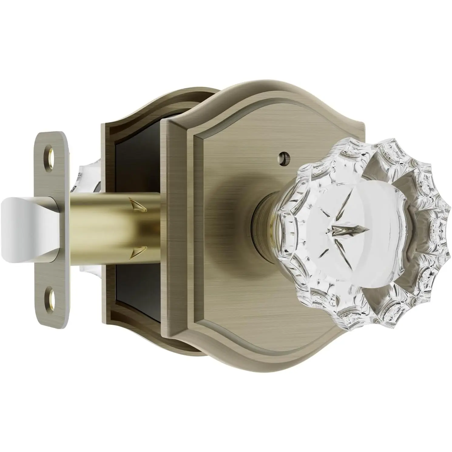 Glass Door Knobs Interior with Lock,    Antique Bronze/Brass Door Knobs for Bedroom Bathroom, 1 Pack