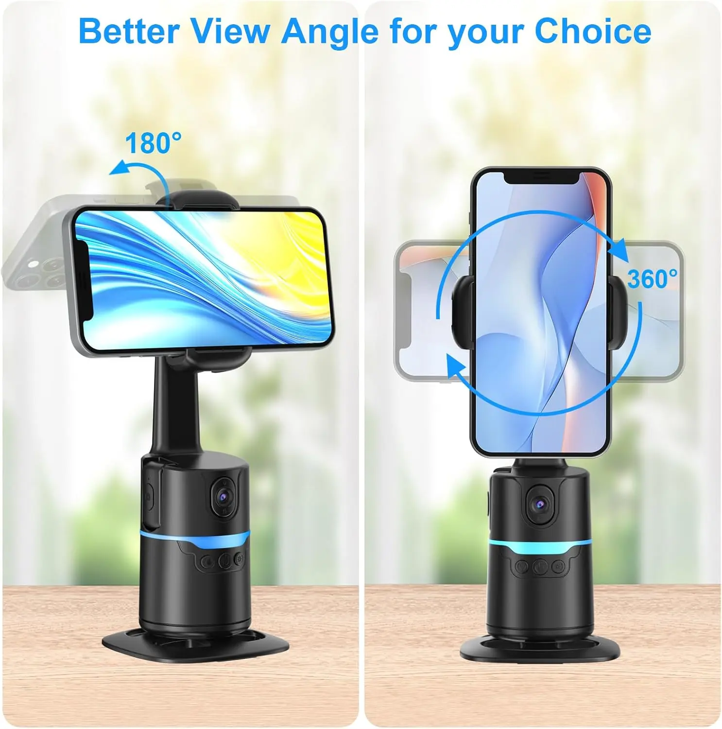 360° Auto Rotating Mobile Gimbal Selfie Tripod with Built-in Camera Stabilizer, Gesture Control, No APP Needed, AI Tracking & Automatic Smartphone Creator Gear, Hands-Free Holder for iPhone Live Streaming, Perfect Angle Selfie Accessories