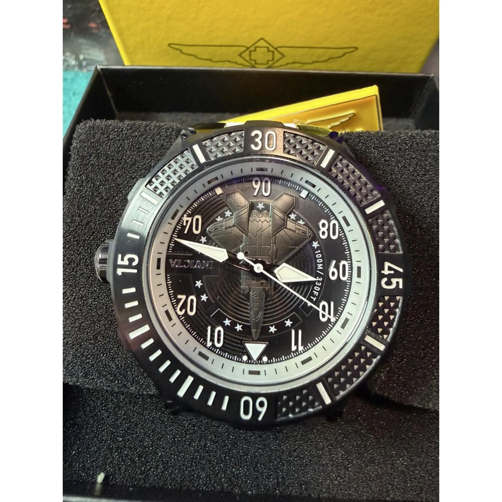 Invicta Aviator Ascend 50mm Black Face White Rubber Strap Fighter Jet Design Watch for Men! RARE!!