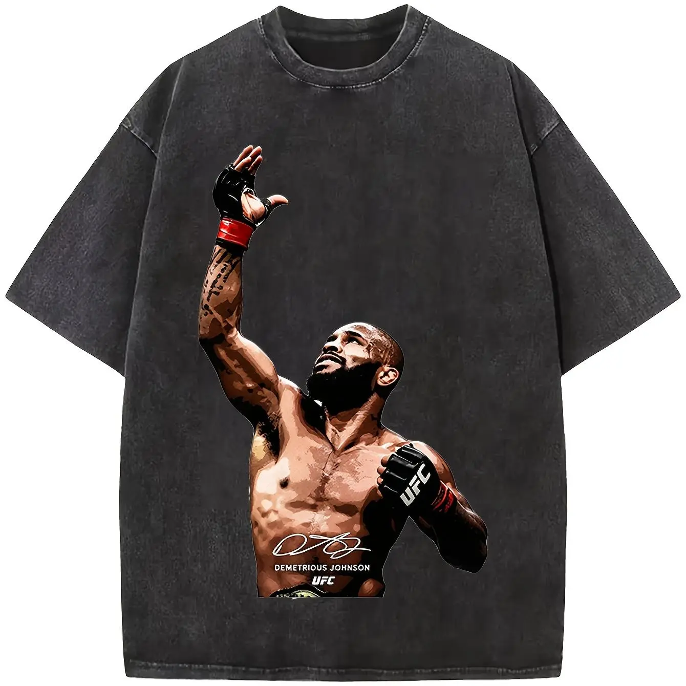 Demetrious Johnson Mighty Mouse Vintage Washed Oversized MMA Legend Graphic Tee