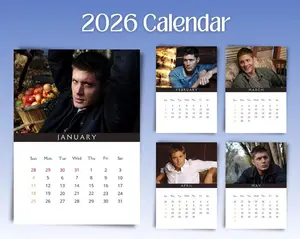 Jensen Ackles 2026 Wall Calendar, Supernatural TV Star Collectible, Yearly Planner, Home Office Decor, Unique Gift for Fans