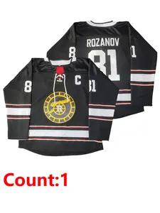 Men's Letter Embroidered Hockey Jersey, Vintage Loose Fit V Neck Long Sleeve Sports Training Top Athletic Shirt, Casual Party Streetwear