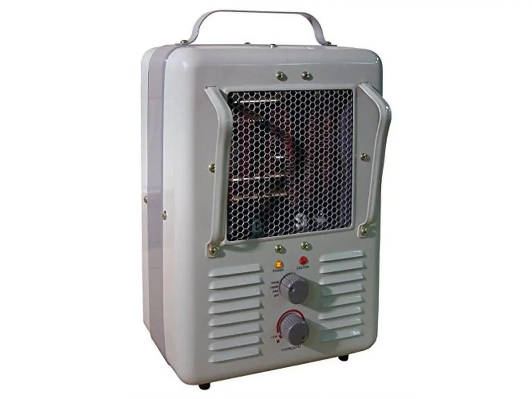 TPI 188TASA Space-Saving Steel Body Compact Milkhouse Heater - 120V Plug Indoor Heater with Dial, Adjustable Temperature Control, 6ft Cord, 72in Length, 16" Tall, Auto Shut-Off, Heat + Fan Functions