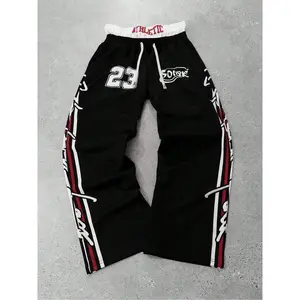 Men’s street-fashion knitted joggers featuring a loose waistband design and a unique striped pattern—perfect for outdoor activities and everyday wear.