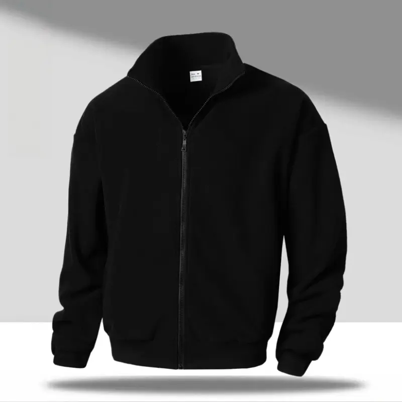 Men’s Big & Tall Polar Fleece Jacket – Stand Collar Full-Zip, Comfortable & Soft, Anti-Pill, Ribbed Cuffs, Relaxed Fit