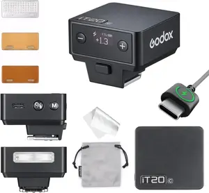 Godox IT20 Flash,GODOX iT20 Mini Camera Flash, TTL/Manual Modes,7.4V 300mAh Battery,1.5s Recycle,with ±⅓ Increment,Hot Shoe Triggering,Includes Spreader/Color Filter