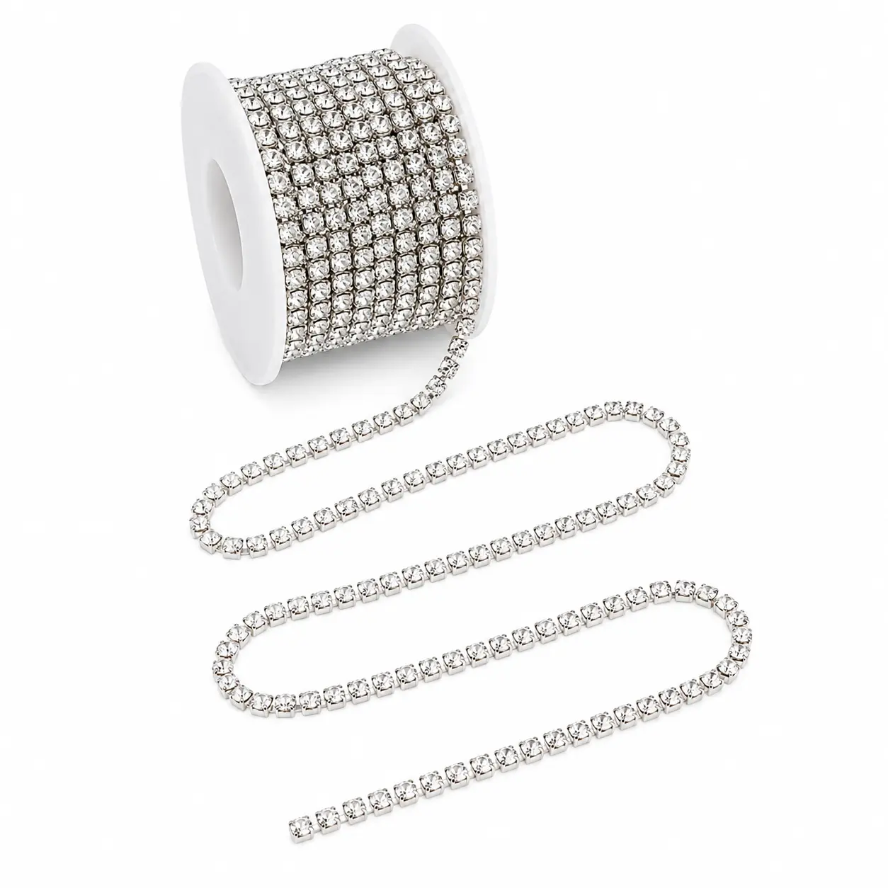 Clear Crystal Silver Base Rhinestone Chain SS16