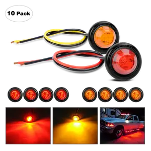 Nilight 3/4 inch Amber Red Round LED Marker Lights (10 Pcs)