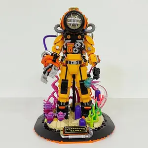 1287PCS Steampunk Diver Building Blocks Toys With Light Small Particle Bricks Model Sets Diy Building Model Desktop Ornaments Creative Gifts For Kids