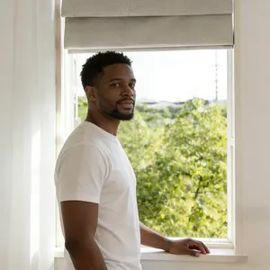 Roman Shades Blinds No Drill Cordless 100% Blackout Roller Shades Flame-retardant Free-stop Thermal Insulated Fabric UV Protection for Home Office Bedroom 22x54 Inch