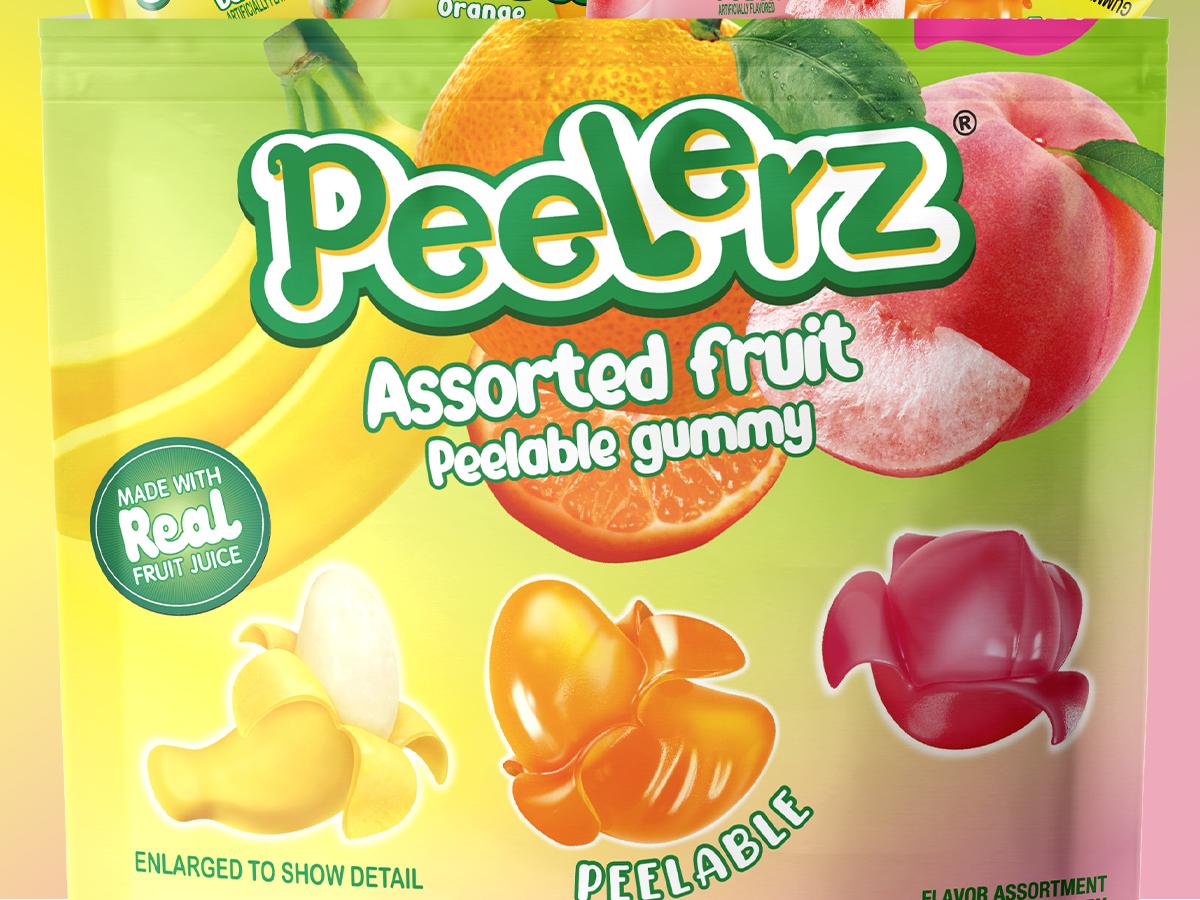 Amos Peelerz Assorted Gummy  608g Peelable Fruit Gummies with Hawaiian Flavors: Mango, Lychee, Pineapple, 24 Shareable Packs , Perfect Candy black to school Sweet