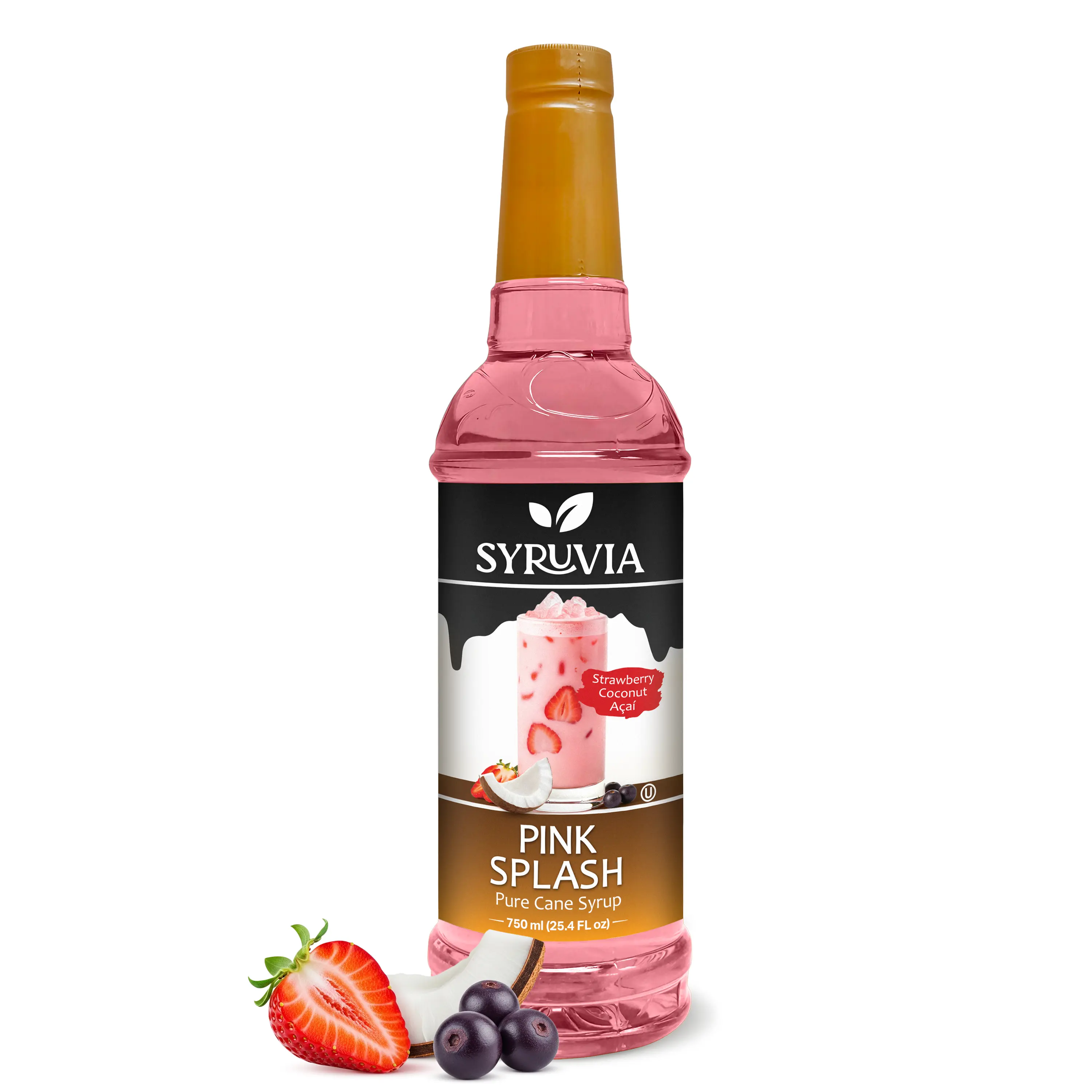 Syruvia Pink Splash Flavored Syrup for Drinks, Cocktails, Lemonades, Iced Teas and Desserts – 25.4 fl oz