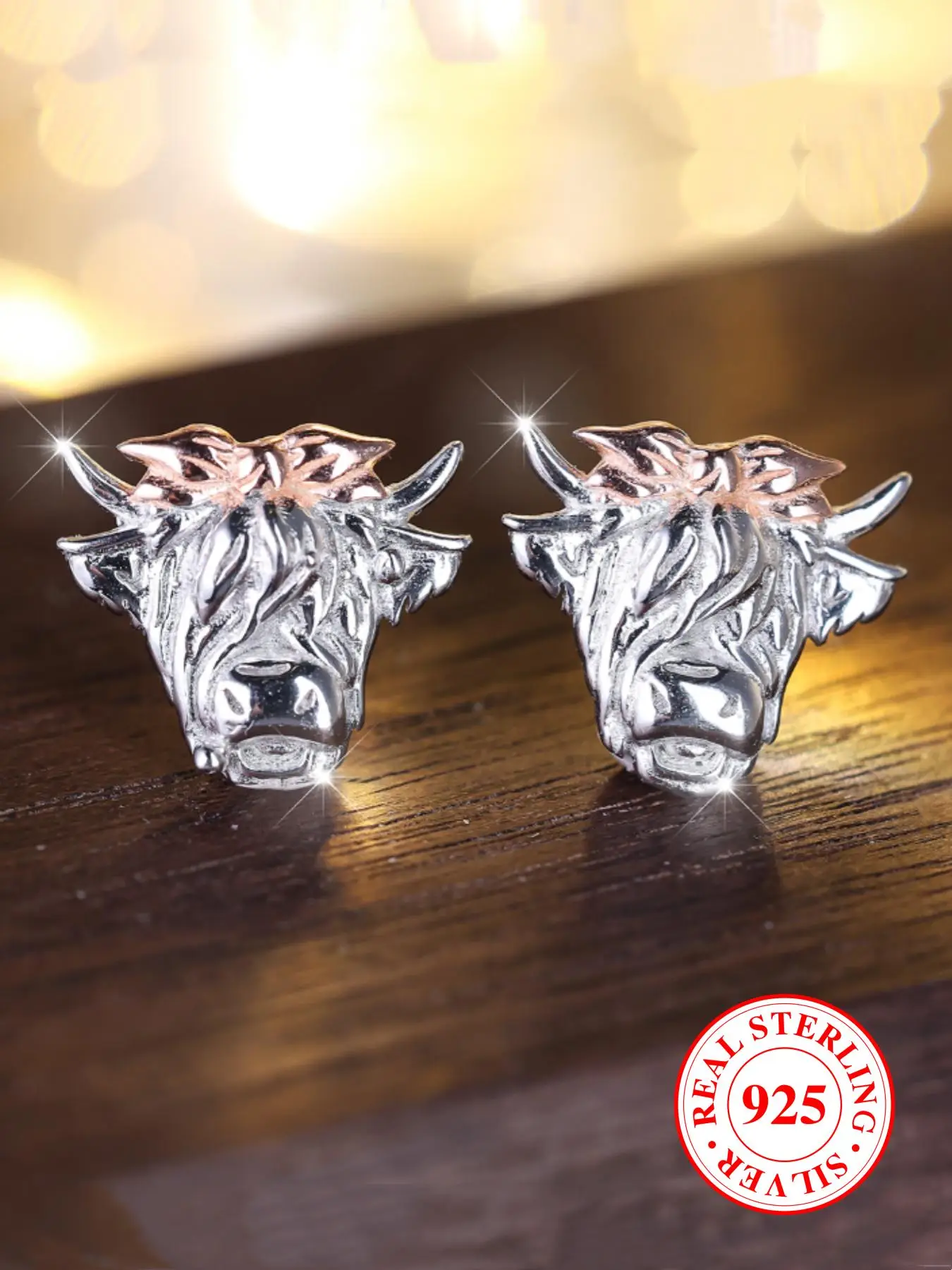 925 Sterling Silver Cute Bull Head Design Earrings, Punk Style Jewelry for Party, Daily Clothing Decor for Girl, Trendy All-match & Exquisite Jewelry