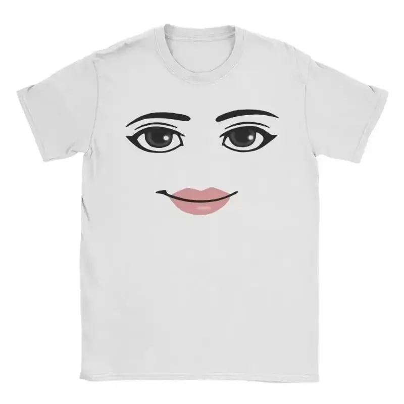 Stylish Round Neck Short Sleeve T Shirt for Summer Unique Harajuku Streetwear Robot Roblox Woman Face Gaming Themed Aesthetic Apparel graphic tees