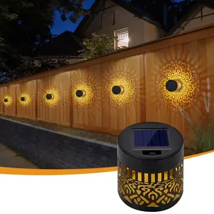 Pack Solar Fence Lights, Metal Solar Powered Color-Changing Lights with Warm Yellow/Colorful 2-in-1 Switch, Wall/Floor Mount Decorative Lighting for Garden, Backyard, Deck & Steps,  Garden Decor, Backyard Illumination, ,Landscape Designers
