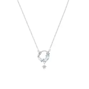 "Silver Starlight Moon Necklace" - A Celestial Journey in Delicate Silver