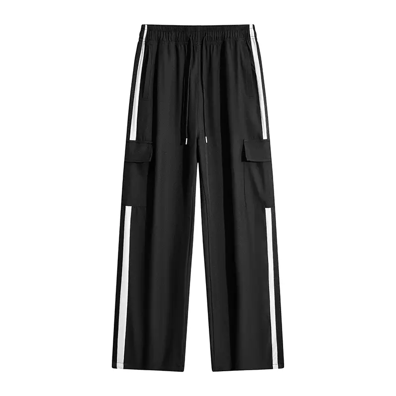 Men’s  Cargo Workwear /Training  —  Solid Color, Straight-Leg Wide-Leg Street Style Basic Fashion, with Pockets mens jogger workout  men menswear athleisure loose long  uncuff boys sweatpants black gym summer fit Casual Loose-Fit Drawstring Pants slacks