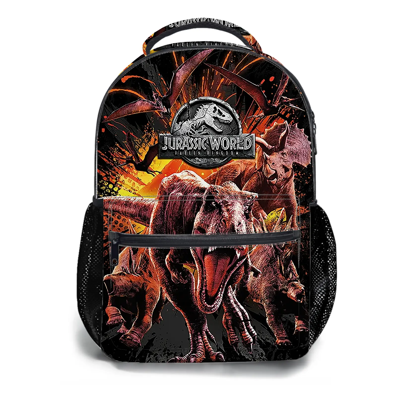 Jurassic Park Backpack for Girls, Y2K Aesthetic School Bag with Front Zipper Pocket, Cute Cartoon Printed Bookbag for Kids and Teens, Lightweight Casual Travel Daypack for Back to School d-133