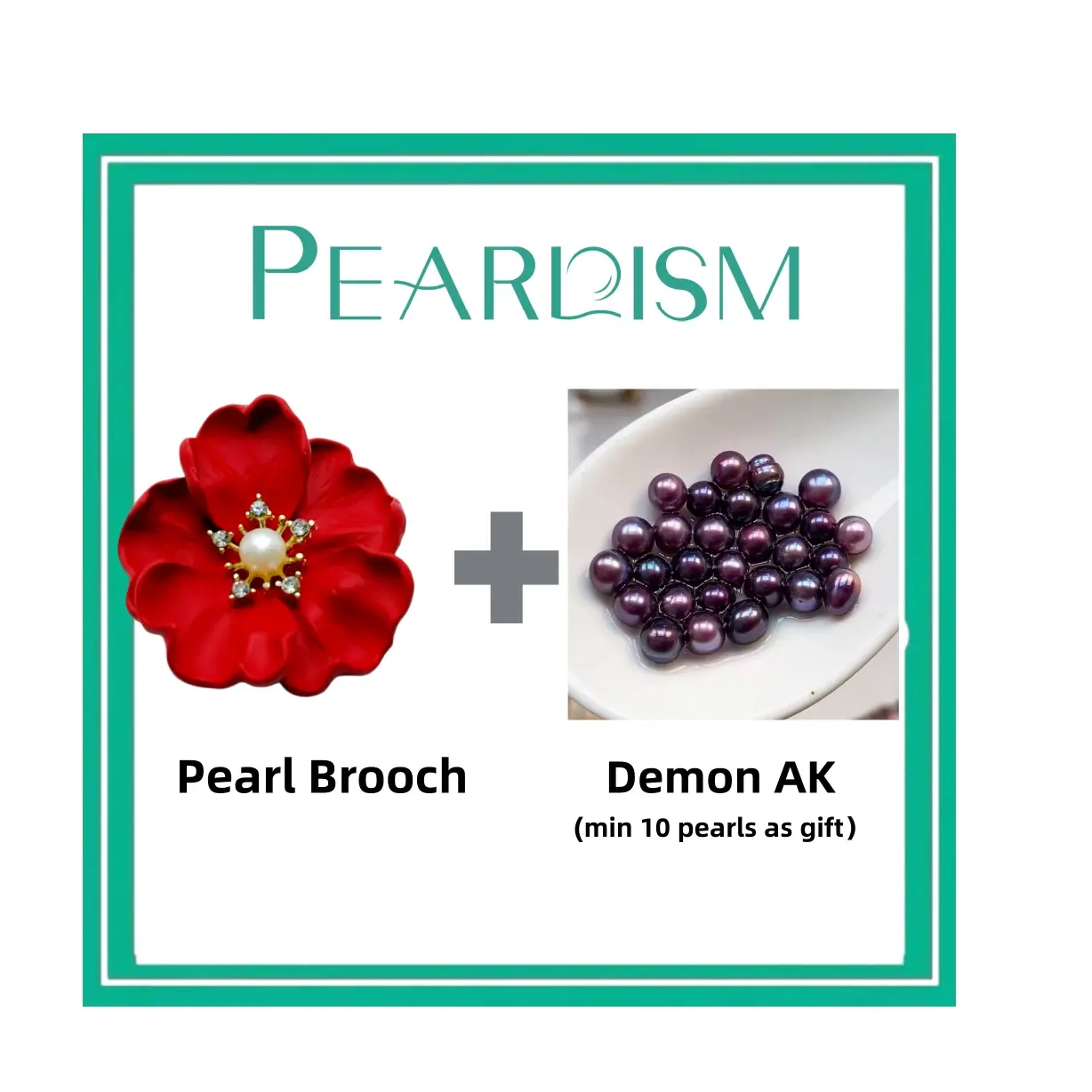 【Andrew】Red Rose Pearl Brooch + Demon AK pearls (Min 10 AK pearls inside as gift) [Open in live ]｜Freshwater Deep Color AK Pearl