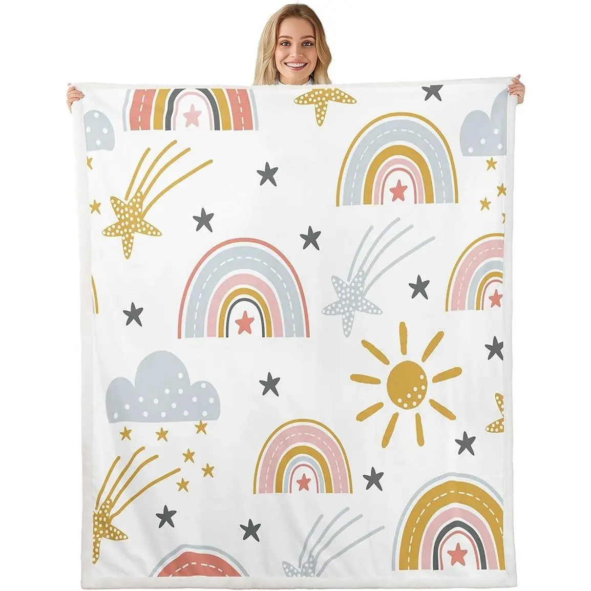 Feelyou 2 Sided Cartoon Animal Character Baby Design Fluffy Microfiber Blanket - Super Warm Plush Kids Bed Throw, Multi-Size Bedding Decor for Indoor-Outdoor Use, Fluffy Blankets, Microfiber Blankets