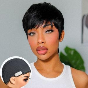 Luvme Throw On & Go Short Cut with Bangs Wig Ultra Comfort Cotton Cap Glueless Wig Hair Loss Friendly