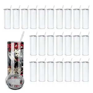 Sublimation 25 Pack 20oz Blank Gloss or Matte White Straight Stainless STee T-Shirtl Tumblers Tumbler Coffee Cup w/straw, & box Bottle Drinkware Portable Water Bottles