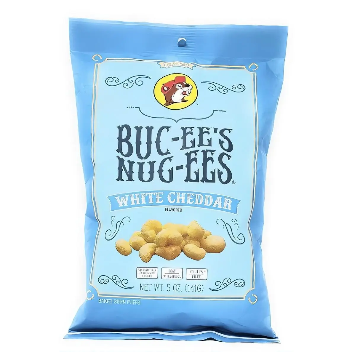 Buc-ee's White Cheddar Nuggets 5 oz (141g) - Baked Corn Puffs with No Added Sugar, Low Sodium, and Gluten Free