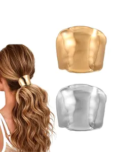 2-piece ponytail hair cover, ponytail clip, metal ponytail cover, gold French fine hair cover, women's insertable gold hair accessory, Hair Clip Set