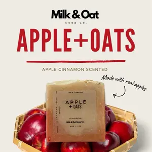 Milk&Oat Apple+Oats Soap | All-natural Cold processed Soap Bar 4 oz.