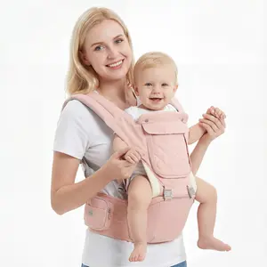 Baby carrier, suitable for newborns to toddlers, 6-in-1 multifunctional baby carrier with hip support and waist support, suitable for weights of 7-41 pounds, suitable for all seasons, suitable for various carrying positions, adjustable size, ideal for sho